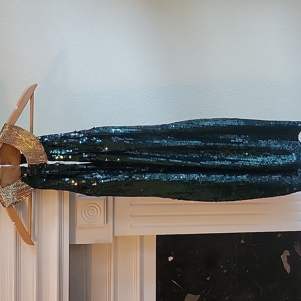 A.J. Bari Emerald Sequin Dress